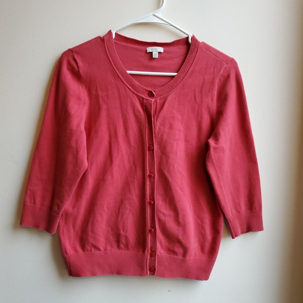 Talbots Salmon Button Down Cardigan Size Petite M… - image 6